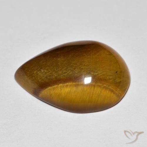 Ojo de Tigre Marrón cálido natural de 13.02 ct, En forma de pera, Opaco