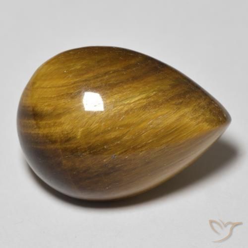 Ojo de Tigre Marrón amarillento natural de 13.46 ct, En forma de pera, Opaco