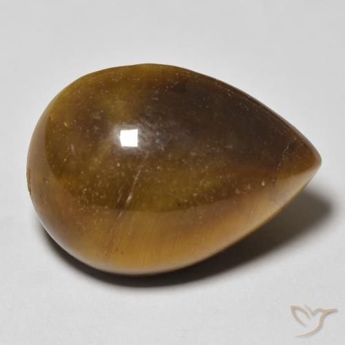 Ojo de Tigre Marrón amarillento natural de 13.04 ct, En forma de pera, Opaco
