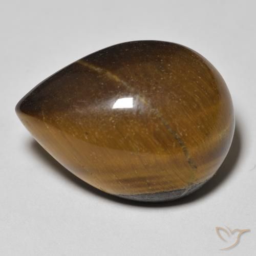Ojo de Tigre Marrón medio natural de 14.11 ct, En forma de pera, Opaco