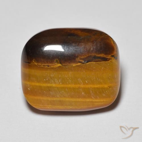 7.65ct Natural Marrón dorado Ojo de Tigre, Forma Cojín, Opaco