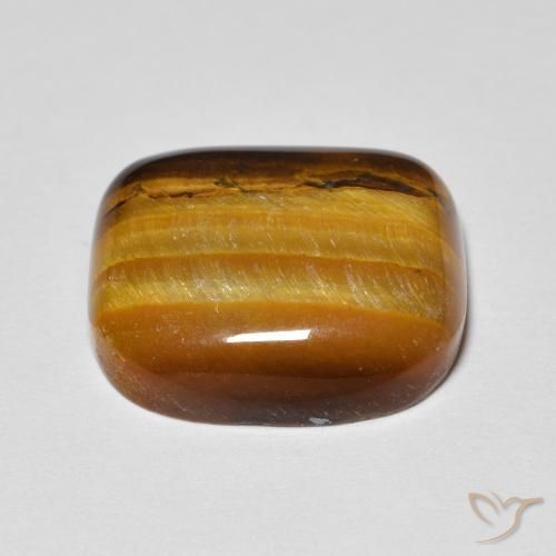 Ojo de Tigre Marrón dorado natural de 7.65 ct, Forma Cojín, Opaco
