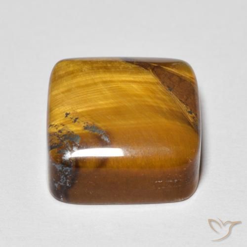 Ojo de Tigre Marrón dorado natural de 6.04 ct, Forma Cojín, Opaco