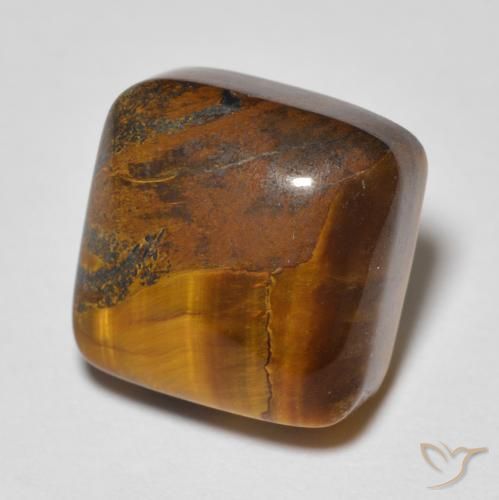 Ojo de Tigre Marrón dorado natural de 6.48 ct, Forma Cojín, Opaco