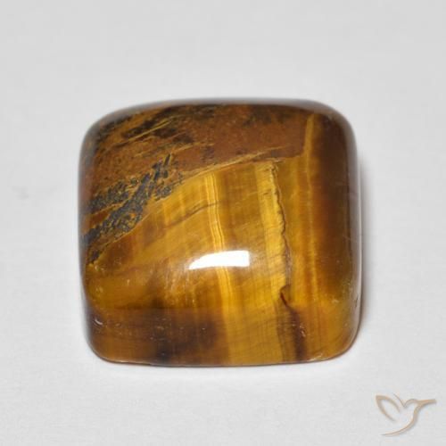 Ojo de Tigre Marrón dorado natural de 6.48 ct, Forma Cojín, Opaco