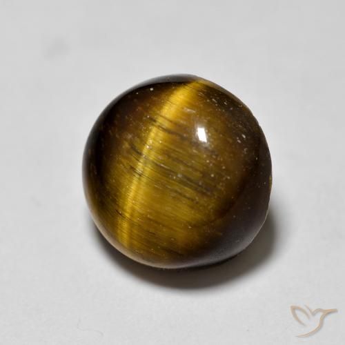 1.87ct Natural Medium Dark-Brown Ojo de Tigre, Redondo, Opaco