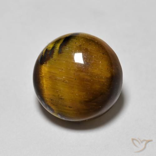 Ojo de Tigre Marrón dorado natural de 1.99 ct, Redondo, Opaco