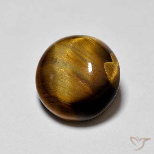 Ojo de Tigre Marrón dorado natural de 2.01 ct, Redondo, Opaco