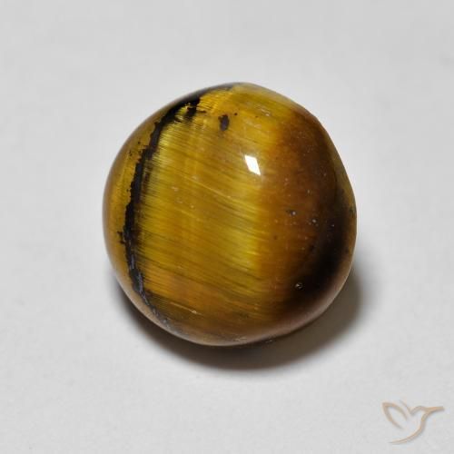 Ojo de Tigre Marrón dorado natural de 1.97 ct, Redondo, Opaco