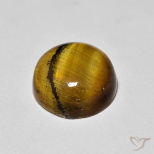 Ojo de Tigre Marrón dorado natural de 1.97 ct, Redondo, Opaco