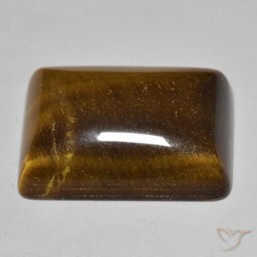 Ojo de Tigre Marrón medio natural de 19.66 ct, Corte Baguette, Opaco
