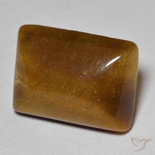 Ojo de Tigre Marrón medio natural de 16.69 ct, Corte Baguette, Opaco