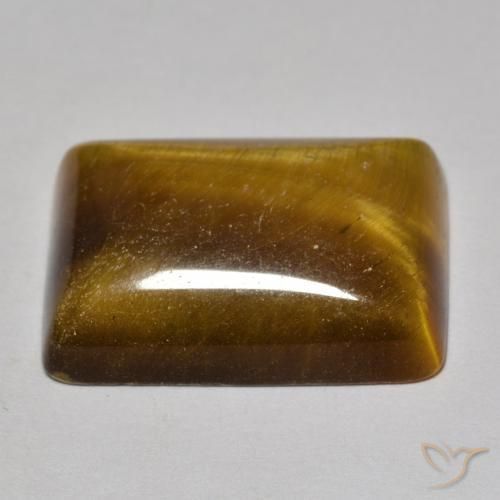 Ojo de Tigre Marrón medio natural de 16.69 ct, Corte Baguette, Opaco