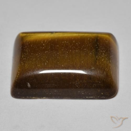 Ojo de Tigre Marrón medio natural de 18.42 ct, Corte Baguette, Opaco