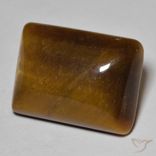 Ojo de Tigre Marrón dorado natural de 19.29 ct, Corte Baguette, Opaco