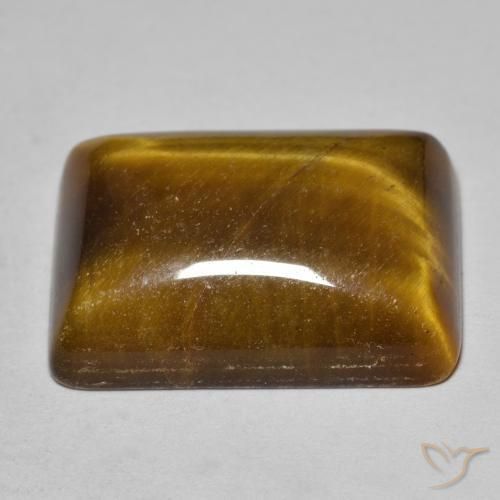 Ojo de Tigre Marrón dorado natural de 19.29 ct, Corte Baguette, Opaco