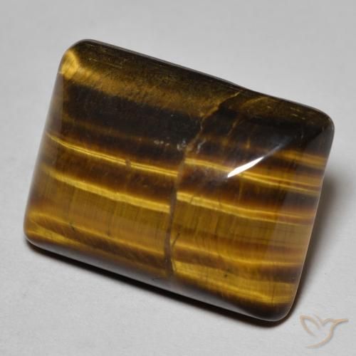 Ojo de Tigre Marrón dorado natural de 19.67 ct, Corte Baguette, Opaco