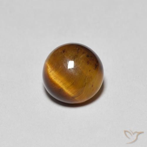 1.36ct Natural Marrón jengibre Ojo de Tigre, Redondo, Opaco