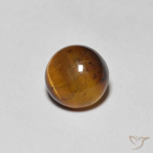 Ojo de Tigre Marrón jengibre natural de 1.36 ct, Redondo, Opaco