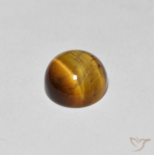 Ojo de Tigre Marrón jengibre natural de 1.36 ct, Redondo, Opaco
