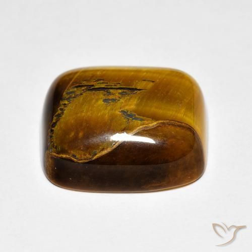 Ojo de Tigre Marrón dorado natural de 9.01 ct, Forma Cojín, Opaco