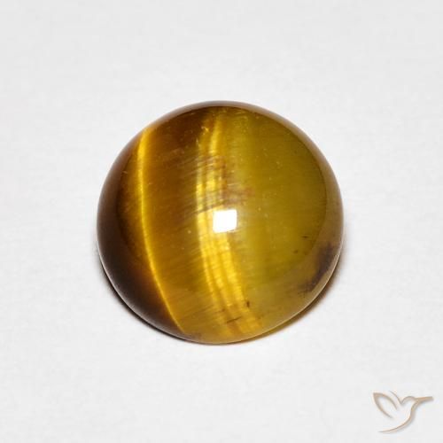 1.45ct Natural Marrón medio Ojo de Tigre, Redondo, Opaco