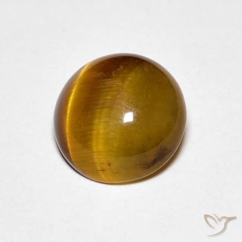 Ojo de Tigre Marrón medio natural de 1.45 ct, Redondo, Opaco