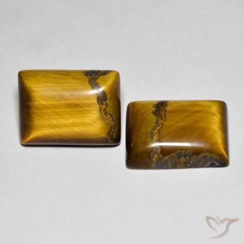 Gemas de Ojo de Tigre Marrón medio natural de 19.66 ct, Corte Baguette, Opaco