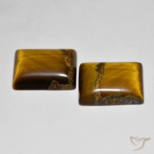 Gemas de Ojo de Tigre Marrón medio natural de 19.66 ct, Corte Baguette, Opaco