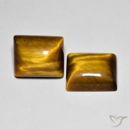 Gemas de Ojo de Tigre Marrón medio natural de 12.53 ct, Corte Baguette, Opaco