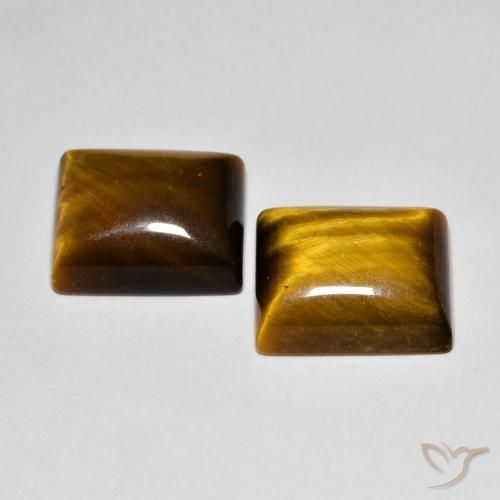 Gemas de Ojo de Tigre Marrón medio natural de 12.53 ct, Corte Baguette, Opaco