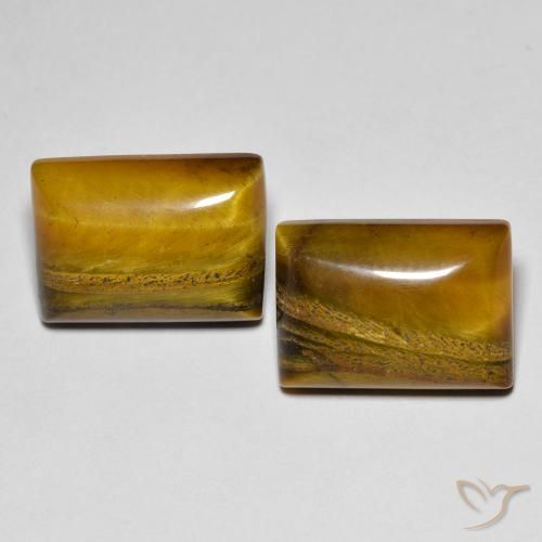Gemas de Ojo de Tigre Marrón claro natural de 15.83 ct, Corte Baguette, Opaco