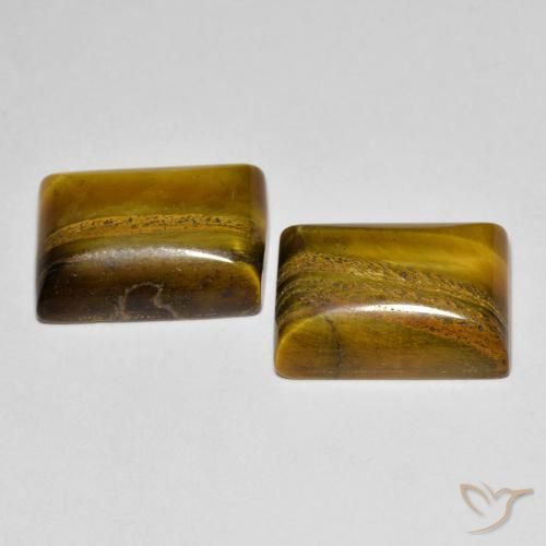 Gemas de Ojo de Tigre Marrón claro natural de 15.83 ct, Corte Baguette, Opaco
