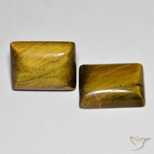 Gemas de Ojo de Tigre Marrón cálido natural de 20.00 ct, Corte Baguette, Opaco
