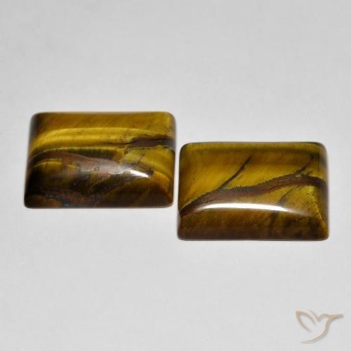 Gemas de Ojo de Tigre Marrón cálido natural de 18.41 ct, Corte Baguette, Opaco