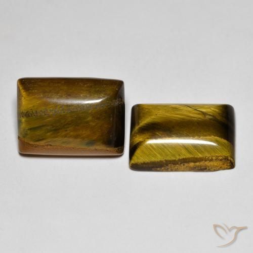 Gemas de Ojo de Tigre Marrón dorado natural de 14.35 ct, Corte Baguette, Opaco