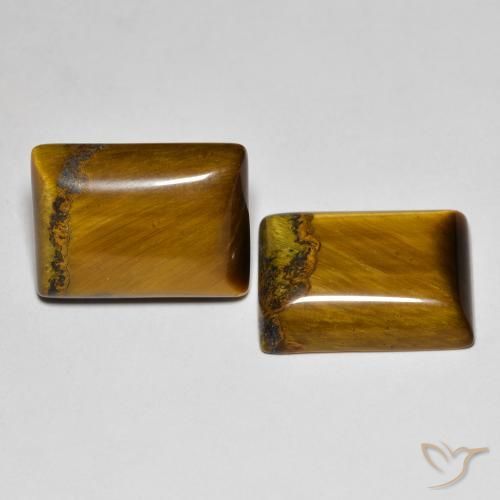 Gemas de Ojo de Tigre Marrón medio natural de 19.40 ct, Corte Baguette, Opaco