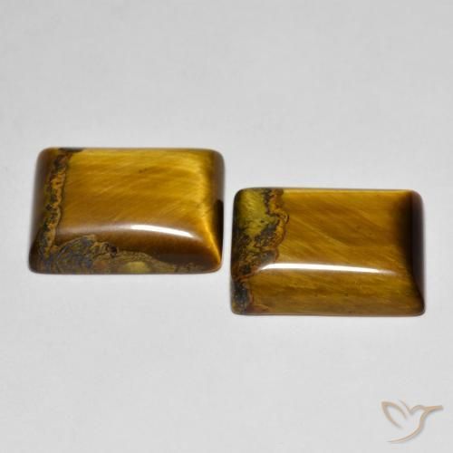 Gemas de Ojo de Tigre Marrón medio natural de 19.40 ct, Corte Baguette, Opaco