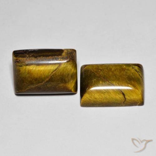 Gemas de Ojo de Tigre Marrón jengibre natural de 15.79 ct, Corte Baguette, Opaco