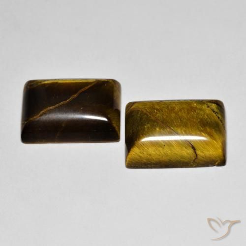 Gemas de Ojo de Tigre Marrón jengibre natural de 15.79 ct, Corte Baguette, Opaco