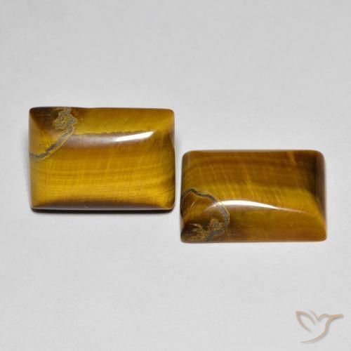 Gemas de Ojo de Tigre Marrón amarillento natural de 13.17 ct, Corte Baguette, Opaco
