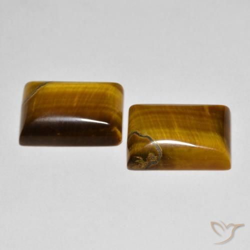 Gemas de Ojo de Tigre Marrón amarillento natural de 13.17 ct, Corte Baguette, Opaco