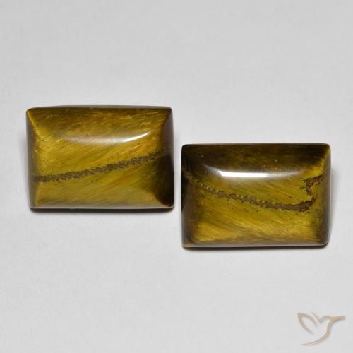 14.11ctw Natural Marrón medio Ojo de Tigre, Corte Baguette, Opaco
