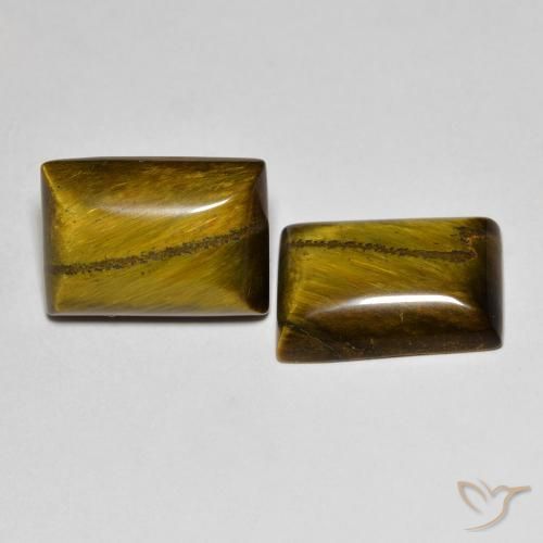 Gemas de Ojo de Tigre Marrón medio natural de 14.11 ct, Corte Baguette, Opaco