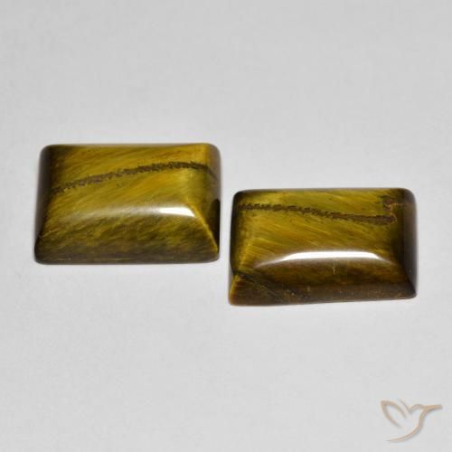 Gemas de Ojo de Tigre Marrón medio natural de 14.11 ct, Corte Baguette, Opaco