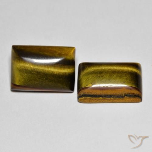 Gemas de Ojo de Tigre Marrón dorado natural de 13.55 ct, Corte Baguette, Opaco