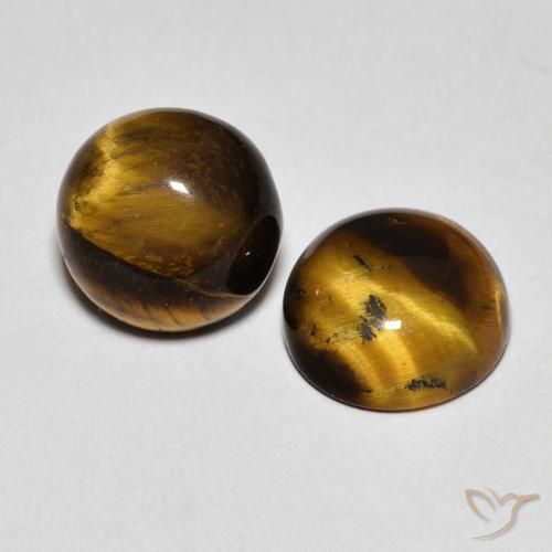 4.21ctw Natural Marrón cálido Ojo de Tigre, Redondo, Opaco