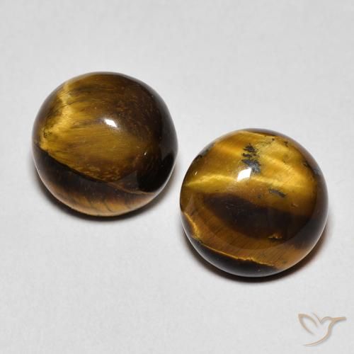 Gemas de Ojo de Tigre Marrón cálido natural de 4.21 ct, Redondo, Opaco
