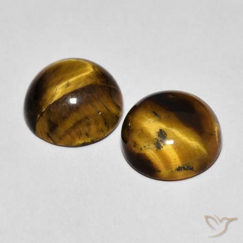 Gemas de Ojo de Tigre Marrón cálido natural de 4.21 ct, Redondo, Opaco