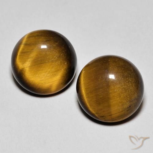 7.22ctw Natural Marrón cálido Ojo de Tigre, Redondo, Opaco